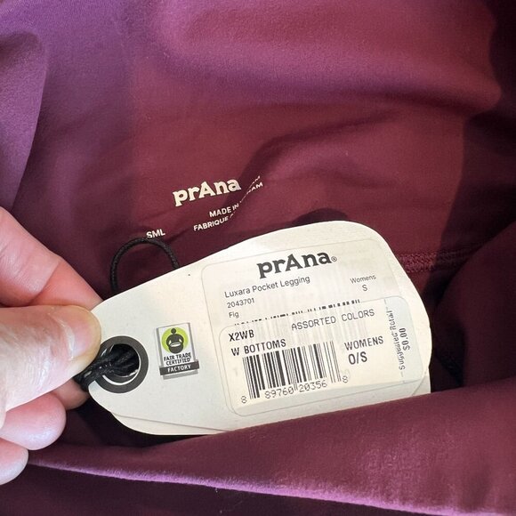 prAna LUXARA Womens High Rise Moisture Wicking Pocket Legging SMALL in FIG - Picture 5 of 8
